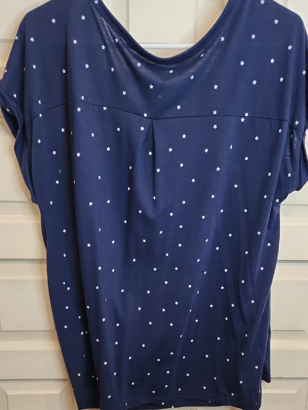 STYLE & CO Women’s Navy Star Print Scoop Neck Top 1X Back Pleat - Picture 5 of 6